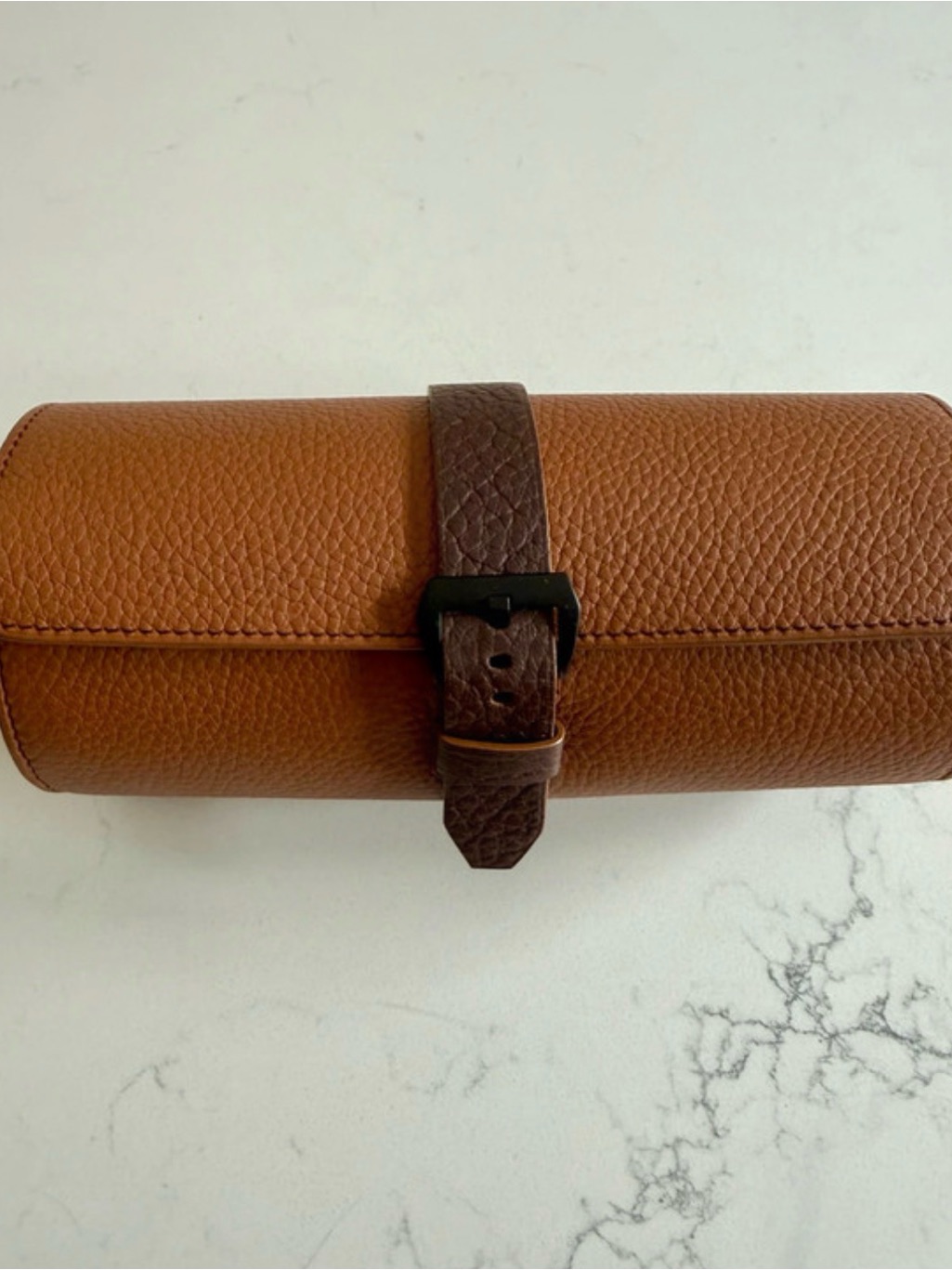 Aaron Bespoke Montreal Brown Leather Travel Watch Roll Case